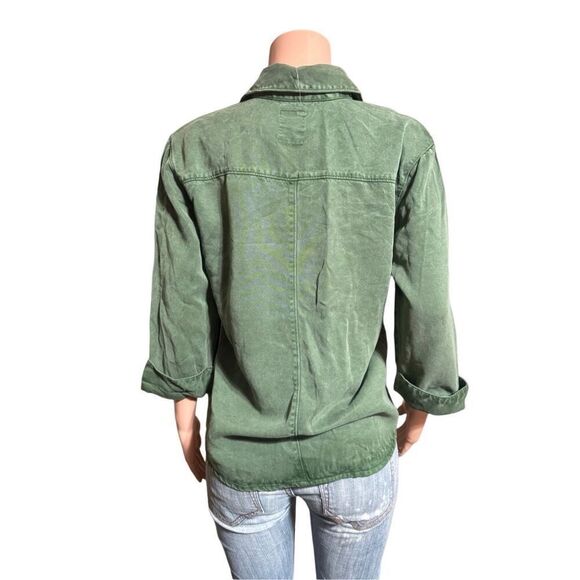 Bundle 2 Women 3/4 sleeve tencel button-down evergreen and walnut shirts M - Picture 7 of 12